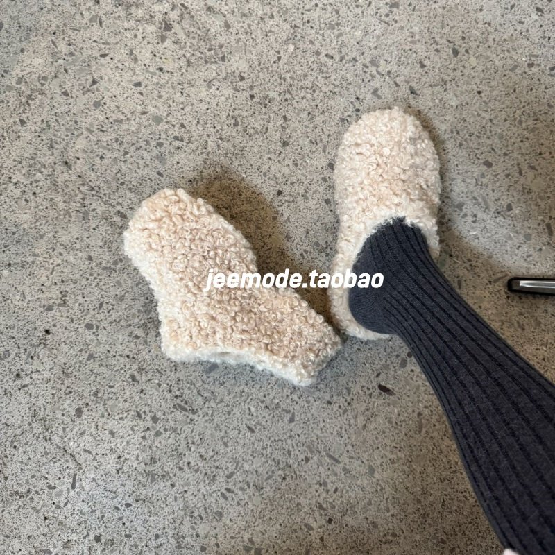 小池在首尔24年冬季东大门新款ins欧美范厚底小个子羊羔毛包头拖,女鞋,毛毛鞋,淘宝优惠券,粉丝福利购,淘宝优惠卷