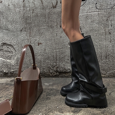 韩版高筒粗跟时尚女靴