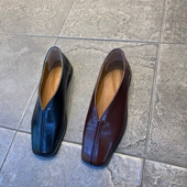 小池在首尔2024春季 舒适平跟ins单鞋 新款 方头浅口拼接复古风女鞋