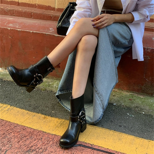 短靴pupu马丁金属女鞋东大门