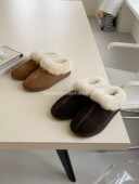 女鞋 小池在首尔2023东大门秋冬圆头加绒保暖外穿包头半拖鞋 子时尚