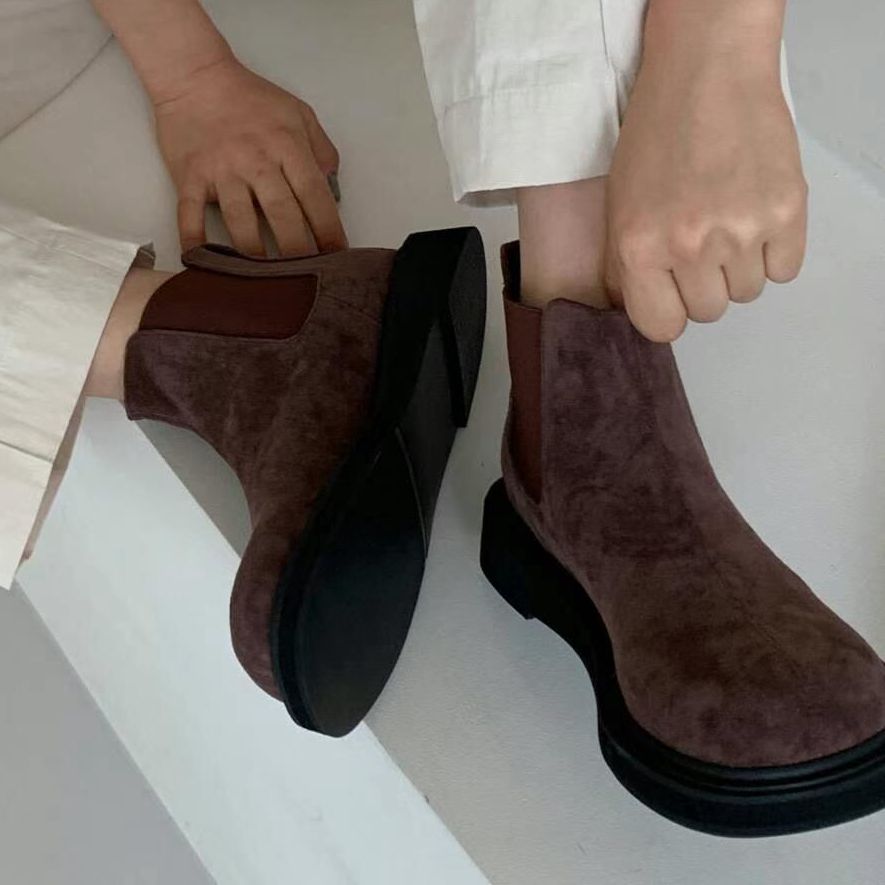 其他欧美风短靴方跟绒面女靴
