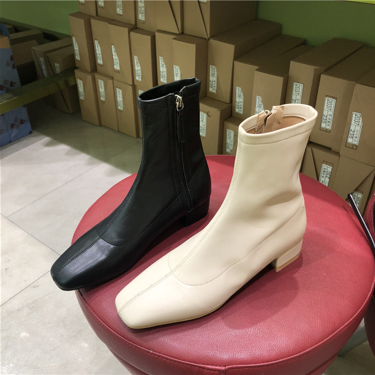 韩国东大门女鞋23秋冬粗跟简约