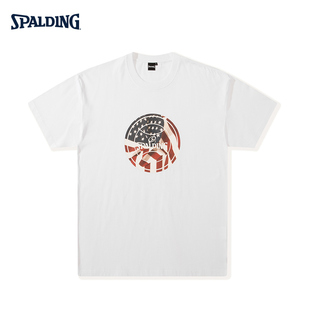 斯伯丁短袖 印花logo男女潮流圆领LAW01TS007 T恤篮球个性