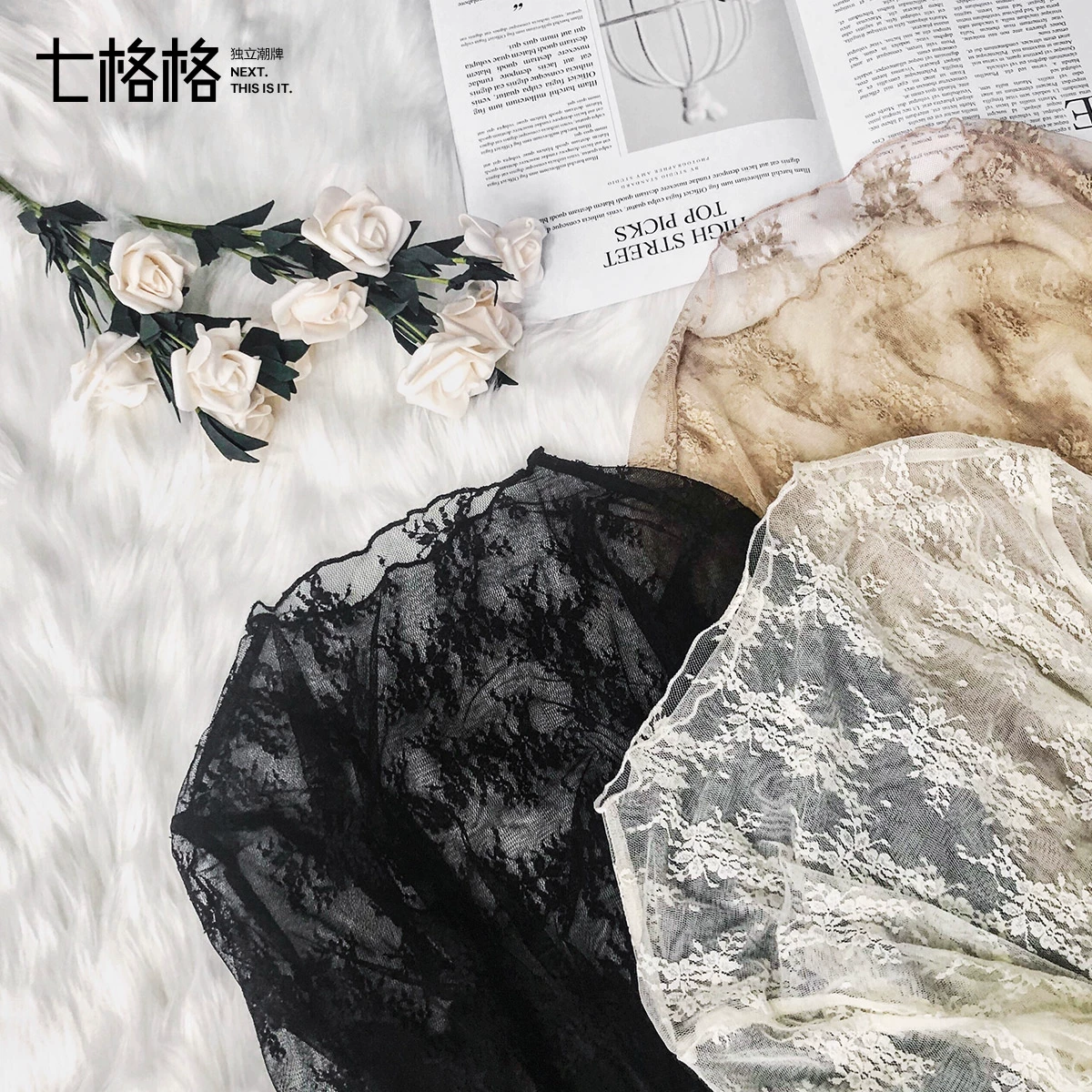 KhácMix ren áo sơ mi voan lưới của phụ nữ áo sơ mi vải gạc lưới phụ nữ 2021 phong cách mới mùa hè của phụ nữ mặc một phong cách phương tây rất cổ tích áo cánh - Áo sơ mi chiffon ren