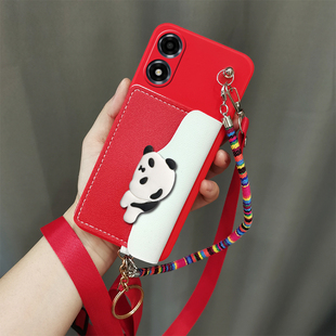 适用oppo a2x手机壳零钱卡包套斜挎可背背带PJS110挂脖绳oppoA2X软保护壳男女款软卡通网红创意全包边新年款