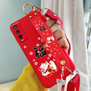 适用vivoiqoou1x手机壳iqoo u1x保护套vivo腕带斜挎挂绳V2065A软新款腕带新款挂脖5g新年款挂脖斜挎式斜挎式