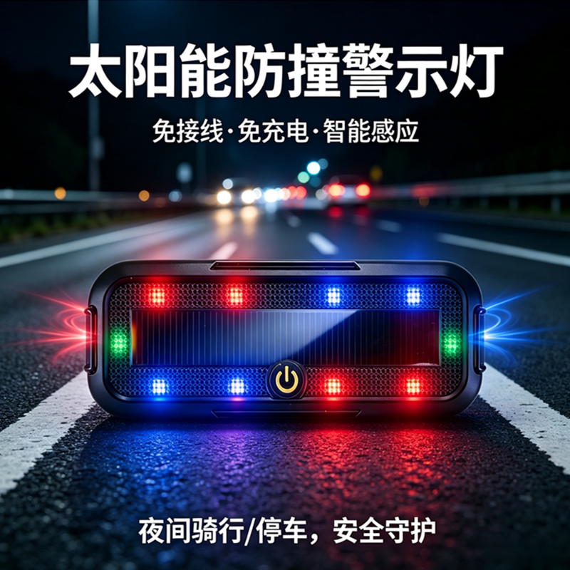 爆闪灯飞机灯尾灯太阳能警示汽车后杠防追尾呼吸灯巡航彩灯电动车