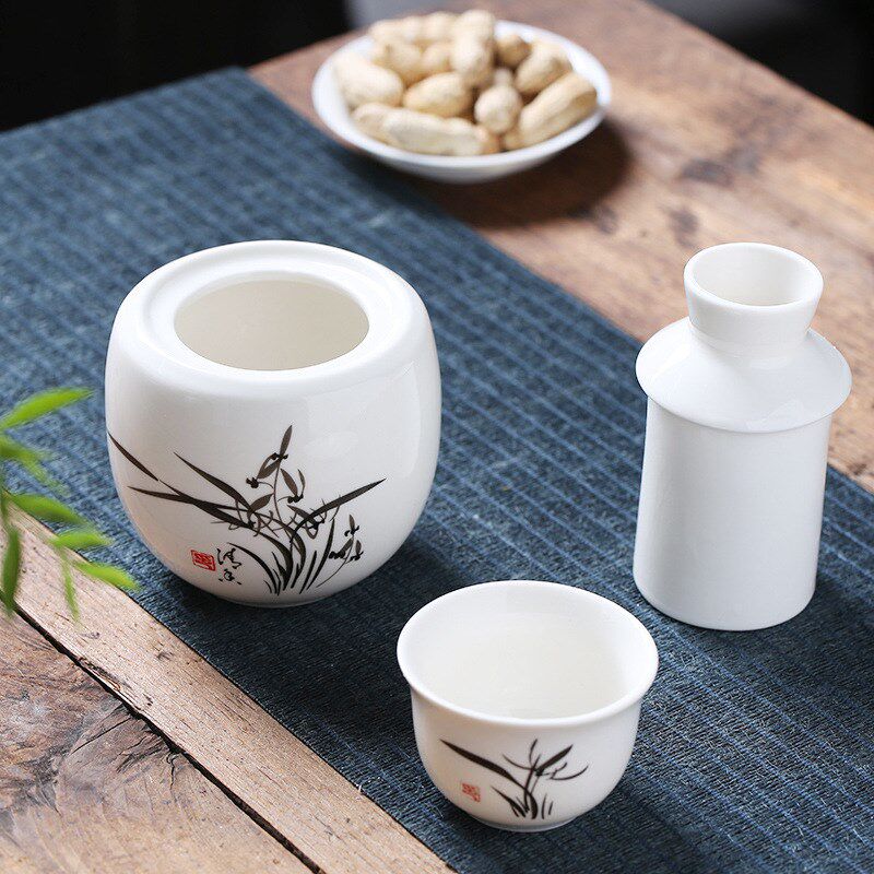 二两小温酒壶酒具陶瓷烫酒壶酒精炉加热暖酒器分酒黄酒杯子中老式