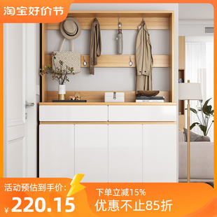 鞋柜家用门口带屏风上面r的置物架转角玄关柜一体电梯入户带挂衣