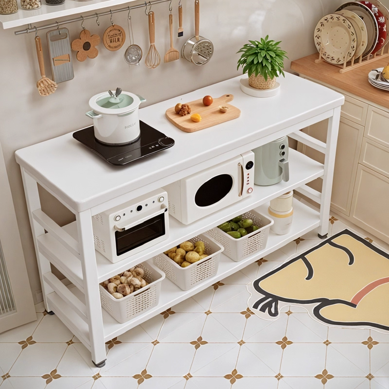 厨房置物架家用多层落地收纳架多功能切菜工作台靠墙餐边柜窄边架