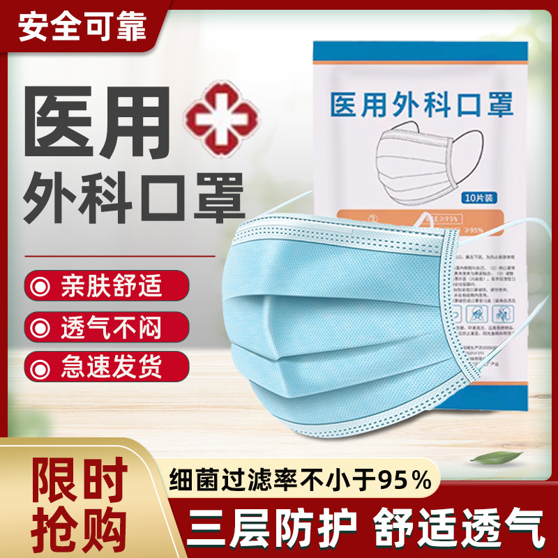 医用外科口罩舒适透气三层防护图片