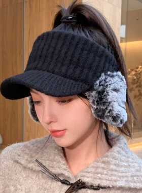 韩系显脸小针织空顶帽女秋冬保暖