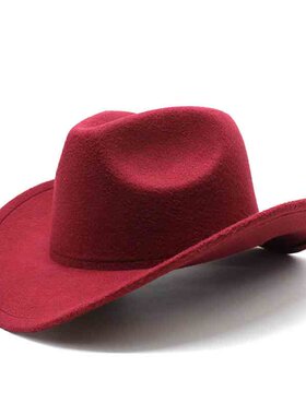 新款西部牛仔帽黑色毛呢草原礼帽