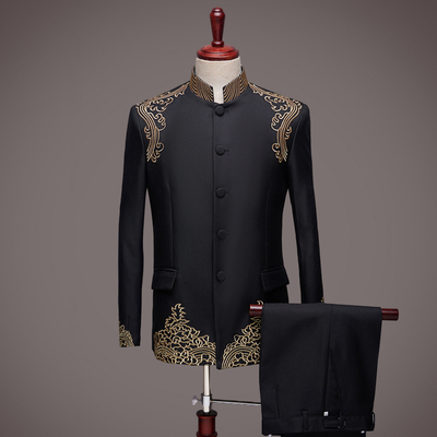 新郎结婚礼服主持人大合唱中山装