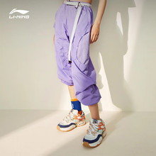 LI-NING/李宁夏季训练系列运动裤拼接假俩件宽松休闲时尚长裤女款