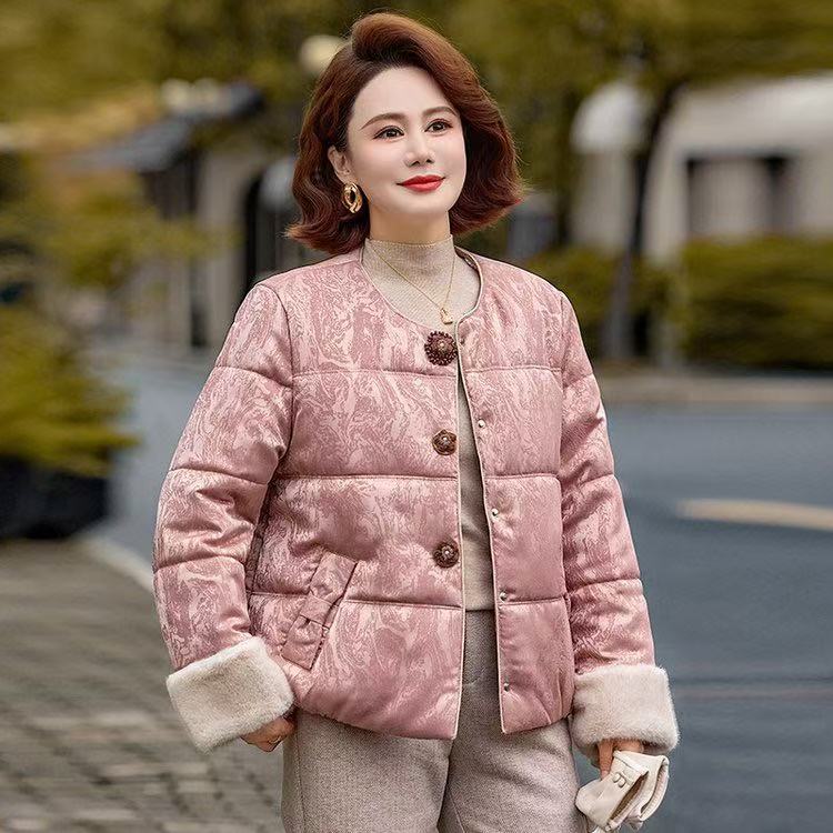 新中式国风亮色棉服女2025冬季新款时尚百搭高级感提花复古外套潮