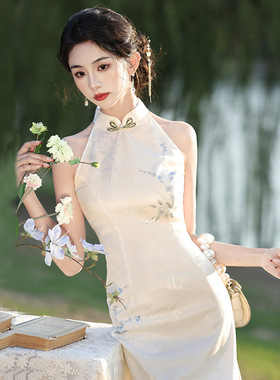 cheongsam chinese traditional qipao dress旗袍挂脖国风新中式