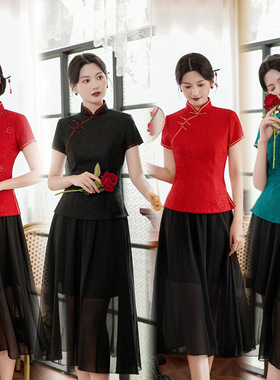 Qipao Tops Chinese Chipao 2025夏季新款旗袍唐装女上衣短款改良