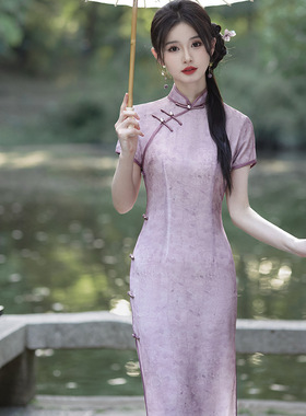 Qipao Chinese Dress Chipao气质2025新中式夏秋新款旗袍中长
