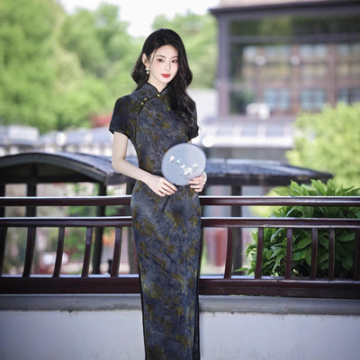 Chinese Style Dress Qipao Women Elegant Cheongsams Satin