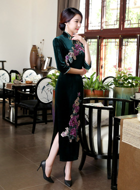 长旗袍Cheongsam Qipao Chinese traditional Dress Chipao Long