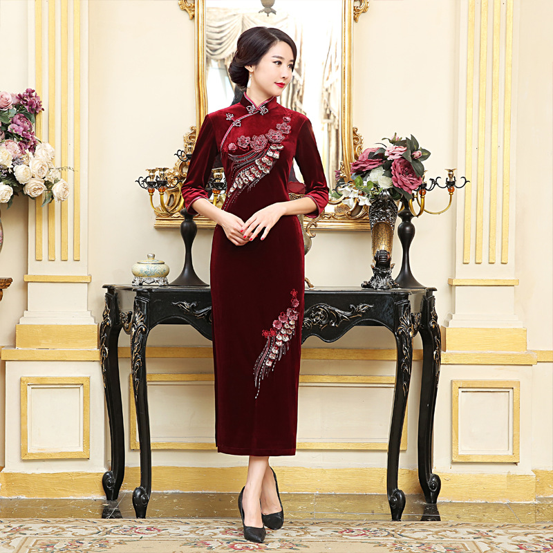 长旗袍cheongsam qipao chinese traditional dress chipao long