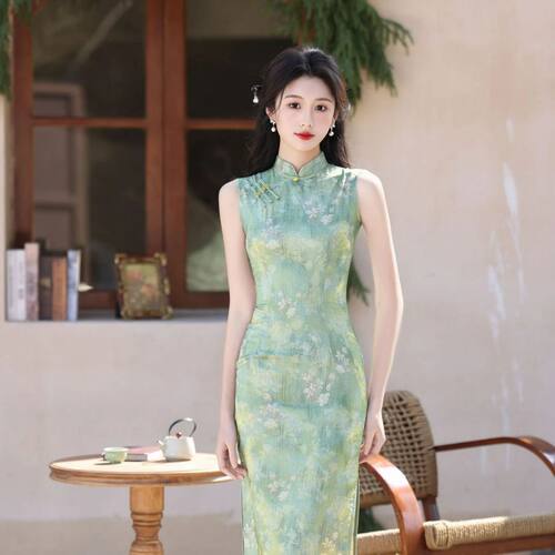 旗袍qipao cheongsam chinese traditional  dress chipao绿色新