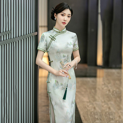 cheongsam chinese traditional qipao dress旗袍中式长款改良