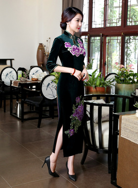长旗袍Cheongsam Qipao Chinese traditional Dress Chipao Long