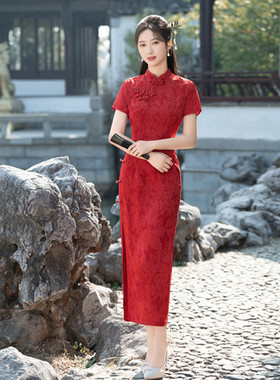 quality cheongsam chinese traditional qipao dress旗袍红色