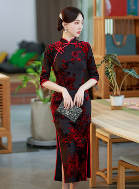cheongsam chinese traditional qipao dress旗袍显瘦红色国风