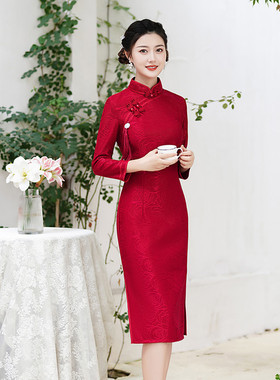 quality cheongsam chinese traditional qipao dress旗袍红色