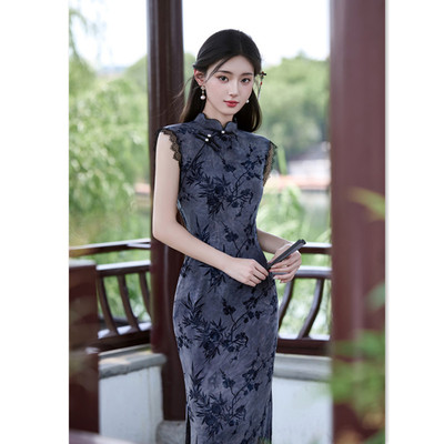 quality cheongsam chinese traditional qipao dress旗袍扎染