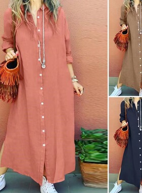dress new dresses girl vestidos outfits现货新款撞色扣纯色