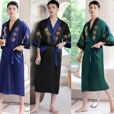 Kimono Bathrobe Gown Home men Dragon Robe Traditional Male