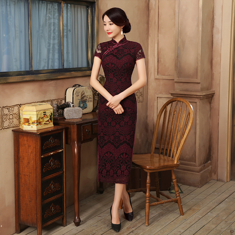 长旗袍Cheongsam Qipao Chinese traditional Dress Chipao Long