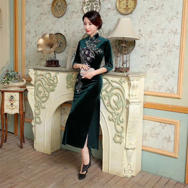 长旗袍Cheongsam Qipao Chinese traditional Dress Chipao Long
