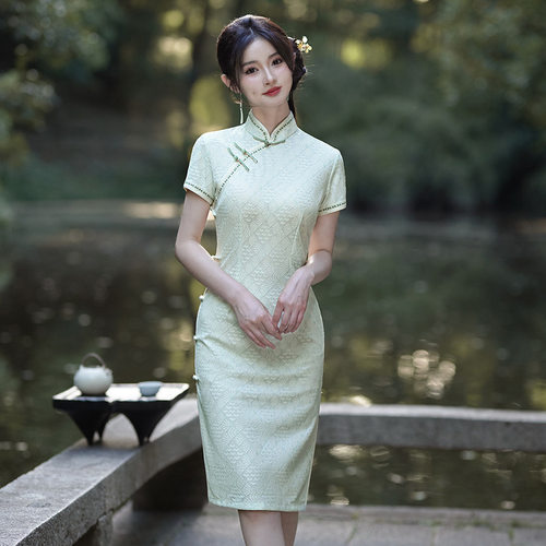 Qipao Chinese Dress Chipao民国风2026春夏新款短款旗袍蕾丝