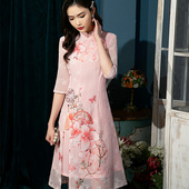 Cheongsam 旗袍2025 Dress旗袍奥黛改良旗袍中长款 Chinese Qipao