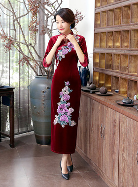 长旗袍Cheongsam Qipao Chinese traditional Dress Chipao Long