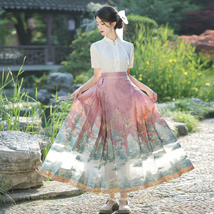 Elegant Hanfu Chinese Skirt Women Horse Face Dress马面裙汉服