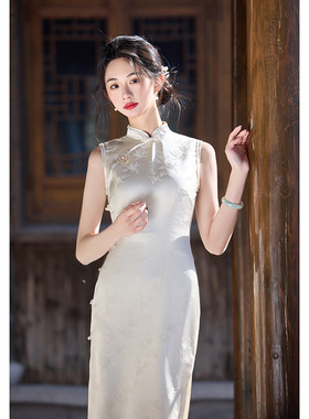 cheongsam chinese traditional qipao dress旗袍新款提花无袖