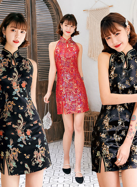 Chinese Cheongsam Dress Chipao立领无袖旗袍优雅复古Qipao Girl
