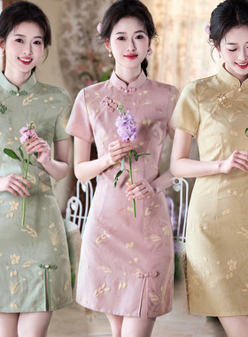 cheongsam chinese traditional qipao dress旗袍国风新中式短款