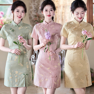 cheongsam chinese traditional qipao dress旗袍国风新中式短款