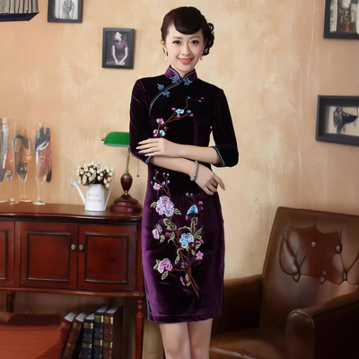 2025 Chinese sexy dress improved cheongsam qipao nightclub