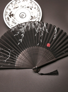 折扇Folding Hand Fan, Retro Style Folding Fan, Birthday Gift