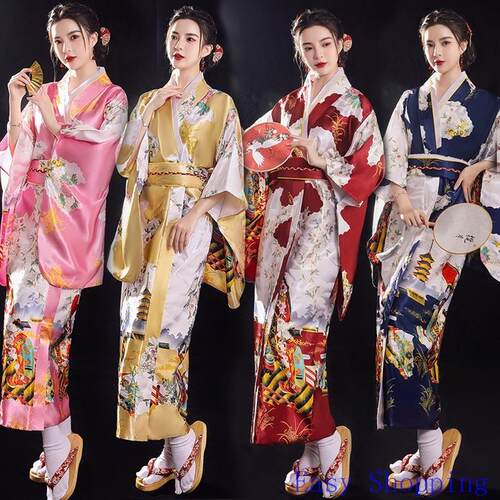 Women's Kimono Girl Japanese新款日式和服睡衣女士绸缎睡袍浴袍