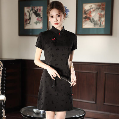 旗袍女qipao cheongsam chinese traditional  dress chipao黑色